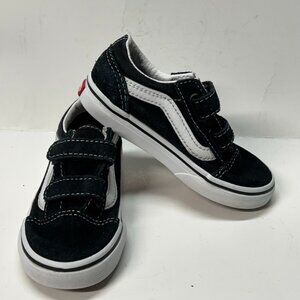 Toddler Kids Black Vans Off the Wall Double Strap Sneakers Shoes Size 8